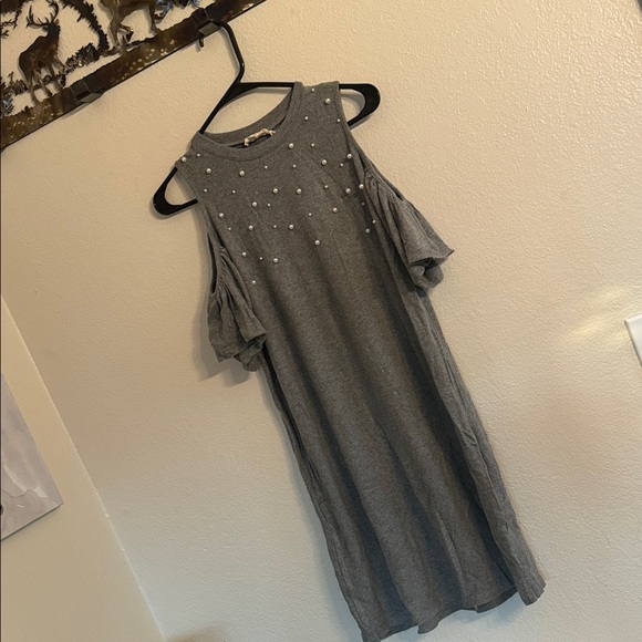 london times grey dress London Times Sheath Dress Juniors Size 10 Gray Short Sleeve High Waist  Stretch